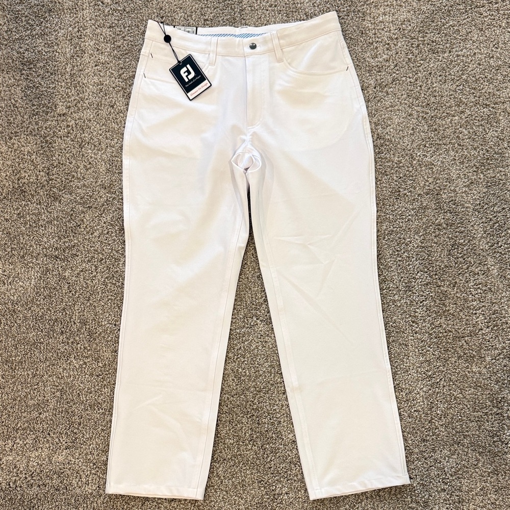 FootJoy White Performance Golf Pants with FJ Patch - Picture 3 of 3